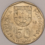 Numismática, PORTUGAL. Uma Moeda 50 Escudos 1988