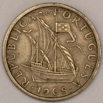 Numismática, PORTUGAL. Uma Moeda 5 Escudos 1968