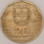 Numismática, PORTUGAL. Uma Moeda 20 Escudos 1988