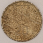 Numismática, PORTUGAL. Uma Moeda 20 Escudos 1987