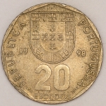 Numismática, PORTUGAL. Uma Moeda 20 Escudos 1998
