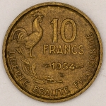 Numismática, FRANCE. Uma Moeda 10 Centimes 1954