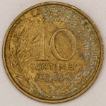 Numismática, FRANCE. Uma Moeda 10 Centimes 1969