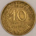 Numismática, FRANCE. Uma Moeda 10 Centimes 1970