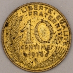 Numismática, FRANCE. Uma Moeda 10 Centimes 1976