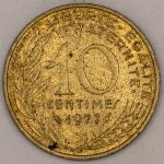 Numismática, FRANCE. Uma Moeda 10 Centimes 1977