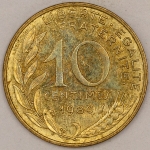 Numismática, FRANCE. Uma Moeda 10 Centimes 1980
