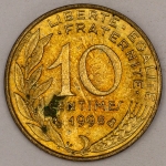 Numismática, FRANCE. Uma Moeda 10 Centimes 1998