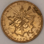 Numismática, FRANCE. Uma Moeda 10 Francs 1976