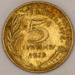 Numismática, FRANCE. Uma Moeda 5 Centimes 1972