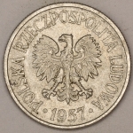 Numismática, POLSKA. Uma Moeda 50 Groszy 1957