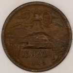 Numismática, MEXICO. Uma Moeda 20 Centavos 1965