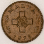 Numismática, MALTA. Uma Moeda 1 Centavo 1975