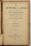 Livro: HORACE, `Odes et Épodes`. Tome premier. Paris: Hachette, 1904; 267p. Enc. Da coleção Les Auteurs Latins, com o texto original em paralelo à tradução.