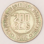 Numismática, Brasil. Moeda de 200 réis. República. Ano 1932. 25mm. V.104. Oportunidade. 
