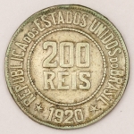 Numismática, Brasil. Moeda de 200 réis. República. Ano 1920. 25mm. V.092. Oportunidade. 