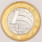 Numismática, Brasil. Moeda de 1 real ano 2014. Tiragem de 9.088.000. Escassa. V.650. 