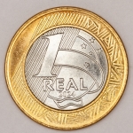 Numismática, Brasil. Moeda de 1 real 2024. Comemorativa 30 anos do Banco Central do Brasil. Com reverso inclinado a direita. Flor de cunho. 