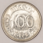 Numismática, Brasil. Moeda de 100 cruzeiros reais. Ano 1993. Lobo Guará. V.436. Flor de cunho. 