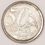 Numismática, Brasil. Moeda de 50 centavos ano 2006. Com colarinho. Cunhagem 39.984.000. V.524. 