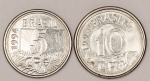 Numismática, Brasil. Série com 2 moedas 5 e 10 cruzeiros reais. 1994. Arara e Tamanduá. V431 e V.433. Escassas. Flor de cunho. 