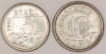 Numismática, Brasil. Série com 2 moedas 5 e 10 cruzeiros reais. Ano 1993. Arara e Tamanduá. V.430 e V.432. Soberba. Escassas. 