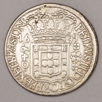 Numismática, Brasil. Moeda de 640 réis. Ano 1699. Data escassa.