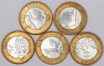 Numismática, Brasil. Lote com 5 moedas de 1 real. Olimpíadas. 2016. Sem repetição. 