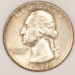 Numismática, USA. Quarter dollar anos 1946 D. Prata 900. 6,75g. 24mm. Original. 