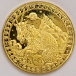 Numismática, Moeda comemorativa do zodíaco. (Signo de capricornio). Folheada a ouro 24k. 40mm. 
