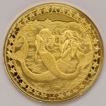 Numismática, Moeda comemorativa do zodíaco. (Signo de peixes). Folheada a ouro 24k. 40mm. 