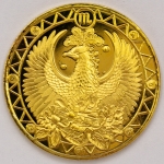 Numismática, Moeda comemorativa do zodíaco. (Signo de escorpião). Folheada a ouro 24k. 40mm. 