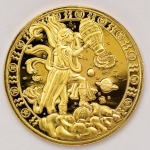 Numismática, Moeda comemorativa do zodíaco. (Signo de aquário). Folheada a ouro 24k. 40mm. 