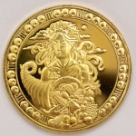 Numismática, Moeda comemorativa do zodíaco. (Signo de virgem). Folheada a ouro 24k. 40mm. 