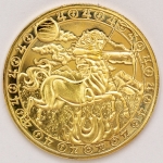 Numismática, Moeda comemorativa do zodíaco. (Signo de sagitário). Folheada a ouro 24k. 40mm. 