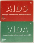 Série completa com 2 cartões telefônicos AIDS. Ano 2001. TeleGoiás. Raro.