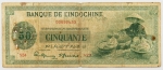 Numismática, Indochina. Cédula de 50 Piastres 1945 P-77