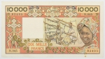 Numismática, Estados da África Ocidental. Cédula de 10 Mil Francos 1990 P-709.Kk