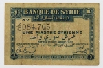 Numismática, Síria. Cédula de 1 Piastra Síria 1920 P-6