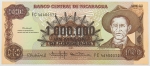 Numismática, Nicarágua. Cédula de 1.000.000 Córdobas 1990 (sobre 1000 Córbodas 1985) P-164 FE