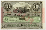 Numismática, Cuba. Cédula de 10 Pesos 1896 P-49d