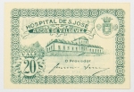 Numismática, Portugal. Cédula Particular Hospital de S. José Arcos de Valdevez. 20 Centavos FE