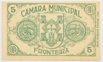 Numismática, Portugal. Notgeld Câmara Municipal de Fronteira (Distrito de Portalegre), no valor de 5 Centavos