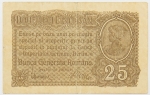Numismática, Romênia. Cédula de ocupação Alemã na Primeira Guerra Mundial de 25 Bani 1917 P-M1