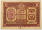 Numismática, Itália. Cédula de 20 Liras 1918 P-M7(2) AU