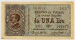 Numismática, Itália. Cédula de 1 Lira 1914 P-36a