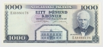 Numismática, Islândia. Cédula de 1.000 Kronor 1961 P-46a(6) FE