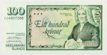 Numismática, Islândia. Cédula de 100 Kronor 1961 P-50a(2)