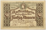 Numismática, Áustria. Notgeld de 50 Kronen 1918 MBC com fissuras