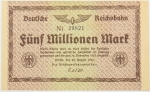 Numismática, Alemanha. Cédula de 5 Milhões de Marcos 1923 P-S1013c(6) FE